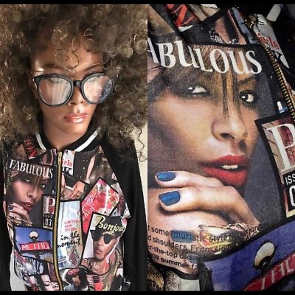 Unique New FASHION MAGAZINE Print JACKET Small